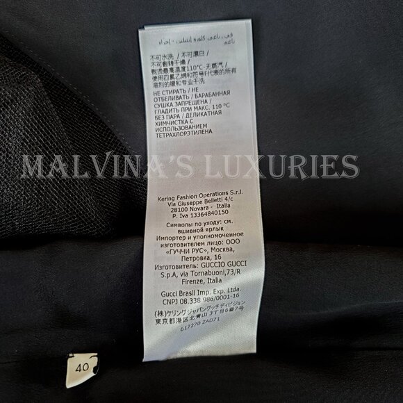 GUCCI DRESS BLACK VISCOSE SILK FAILLE MESH DETACHABLE SLIP sz IT 40 US 4 - Picture 15 of 15